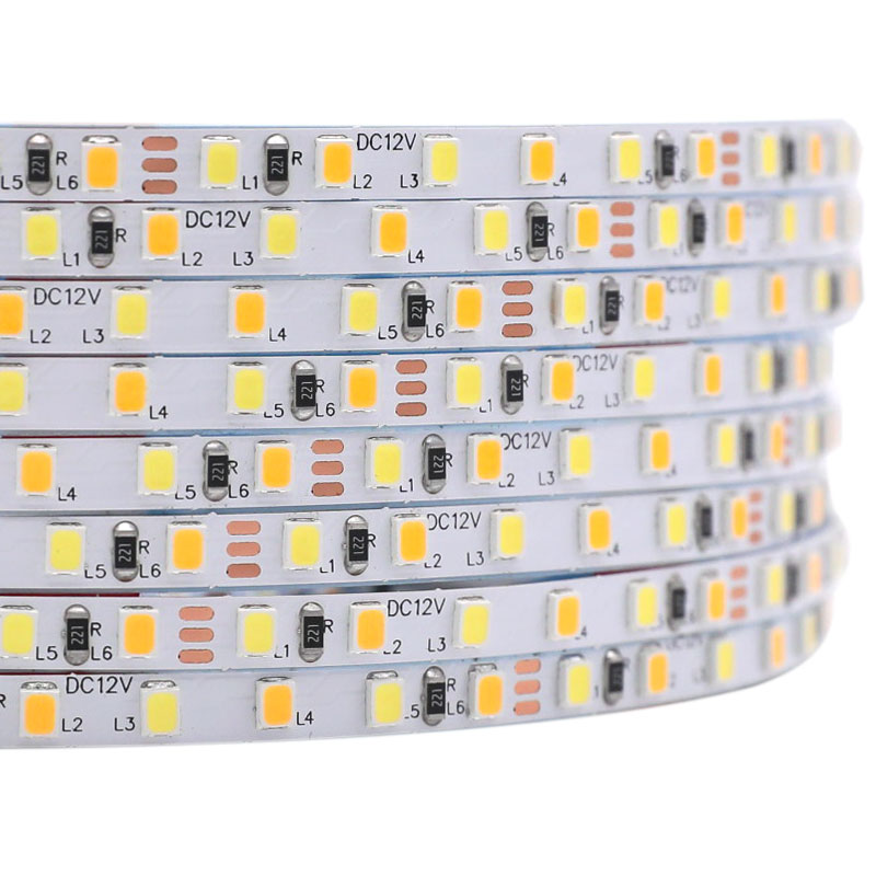 Narrow 12V SMD2835 CCT Soft White + Bright White Dimmable LED Strip Lights 120LEDs/m